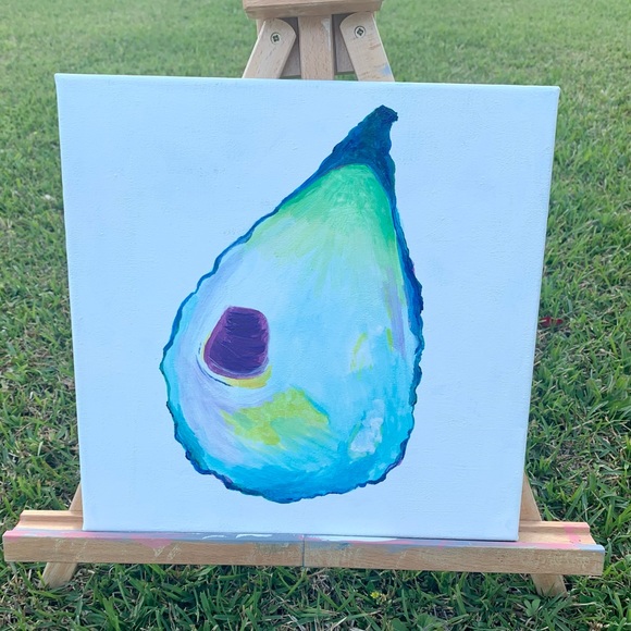 🌾 Oyster Shell Painting 12 x 12 canvas - Picture 2 of 5